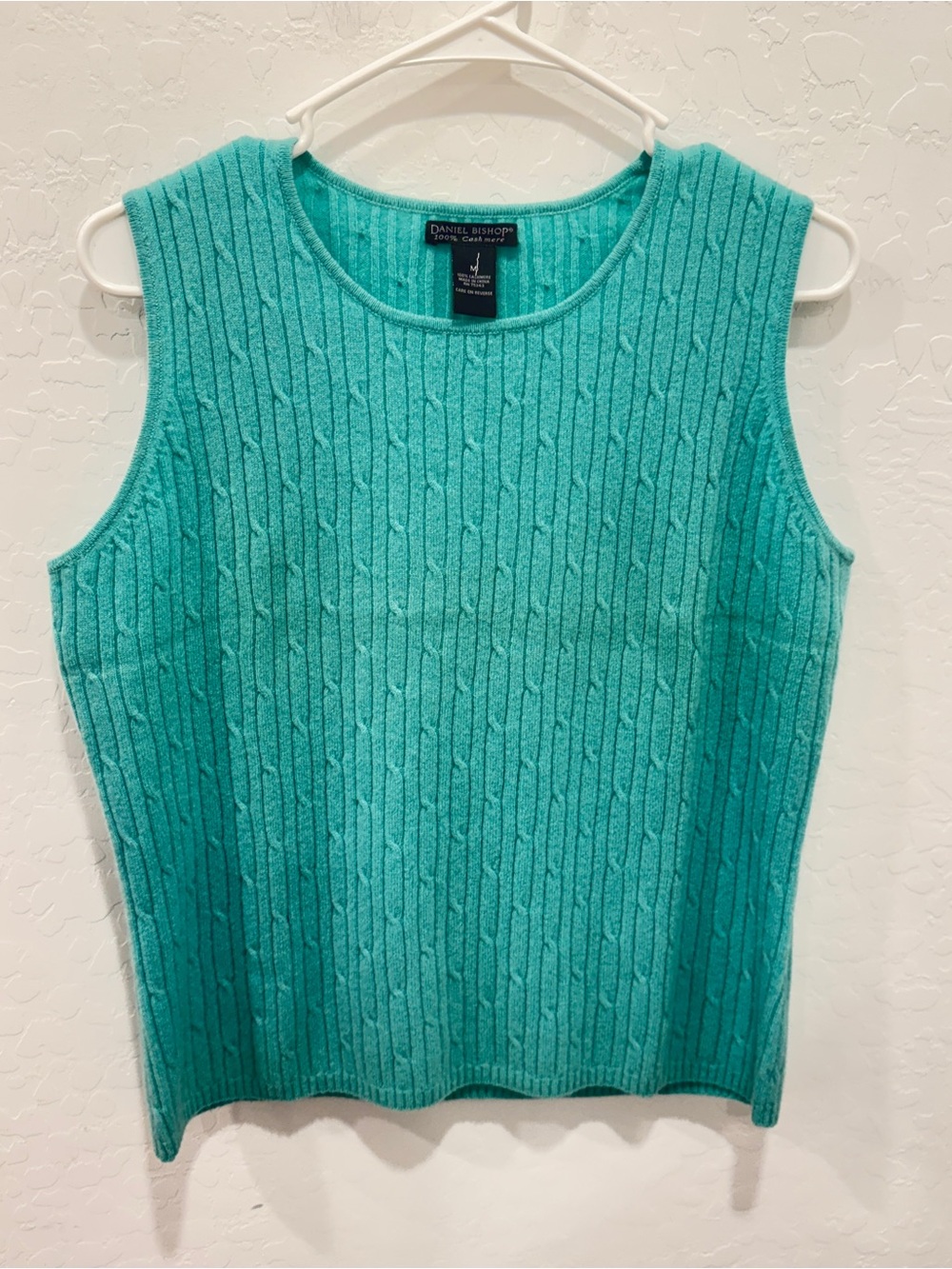 Daniel Bishop Teal Cable-Knit Sleeveless Tank Top Womens Medium Tank Top